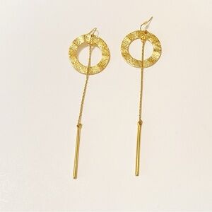 Earrings Large Dangle Loop Gold Tone 11.5 cm